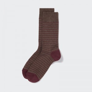 Brown Men Uniqlo Striped Socks | USA QNLJD-8315