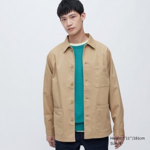 Brown Men Uniqlo Utility Jackets | USA VDMEC-7312