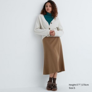 Brown Women Uniqlo Brushed Jersey Flared Skirts | USA GVILR-0329