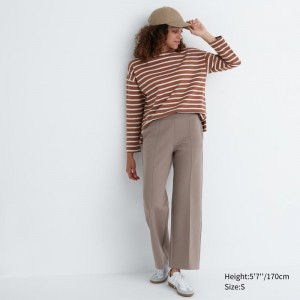 Brown Women Uniqlo Dry Sweat Track Pants | USA GJNKO-6543