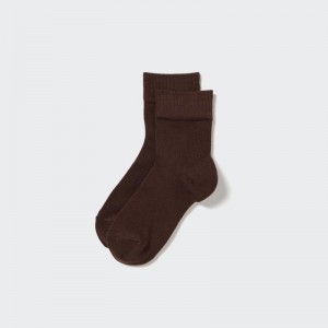 Brown Women Uniqlo Heattech Crew Relax Socks | USA AWQMR-2456