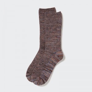 Brown Women Uniqlo Heattech Loose Ribbed Socks | USA BHTVW-7196