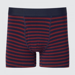 Burgundy Men Uniqlo Cotton Striped Boxer Briefs | USA JNPCX-5032