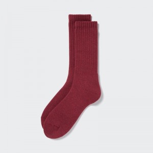 Burgundy Men Uniqlo Heattech Pile Socks | USA YVTFS-3860