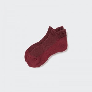 Burgundy Men Uniqlo Heattech Short Socks | USA JLPWF-0321