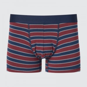 Burgundy Men Uniqlo Low-rise Cotton Striped Boxer Briefs | USA JFBSP-8695