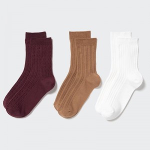 Burgundy Women Uniqlo Socks (3 Pairs) Socks | USA WBCAJ-2580