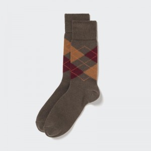 Dark Brown Men Uniqlo Argyle Socks | USA JWHEQ-1268