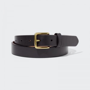 Dark Brown Men Uniqlo Italian Leather Saddle Belts | USA CYSWQ-4923