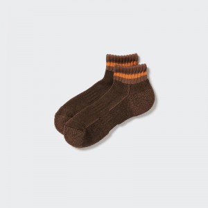 Dark Brown Men Uniqlo Soft Pile Short Socks | USA SYBFN-6390