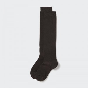 Dark Brown Women Uniqlo Heattech Knee High Socks | USA WJGZT-2948