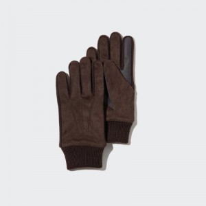 Dark Brown Women Uniqlo Heattech Lined Gloves | USA XNEZU-3904