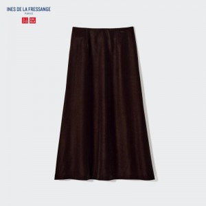 Dark Brown Women Uniqlo Velvet Narrow Skirts | USA RBPXL-7192