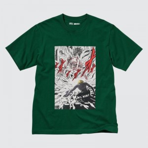 Dark Green Men Uniqlo Attack On Titan Ut (Short-sleeve Graphic) (Eren Transforms Into A Titan) T Shirts | USA DYZRX-0817