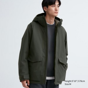 Dark Green Men Uniqlo Hybrid Down (3d Cut) Parka | USA YDILS-1685