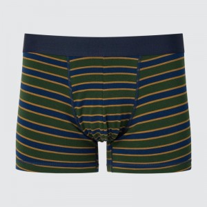 Dark Green Men Uniqlo Low-rise Cotton Striped Boxer Briefs | USA QIVSC-1348