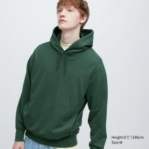 Dark Green Men Uniqlo Sweat Pullover Long-sleeve Hoodie | USA JLGDM-8167