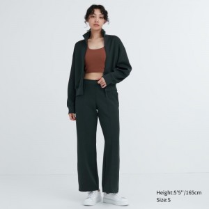 Dark Green Women Uniqlo Dry Sweat Track Pants | USA EOZAM-9534