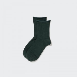 Dark Green Women Uniqlo Heattech Crew Socks | USA UCJSA-4925