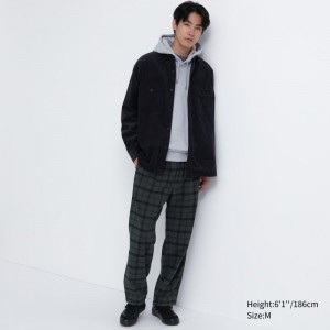 Dark Grey Men Uniqlo Flannel Easy Ankle Pants | USA VKOGT-9581