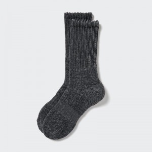 Dark Grey Men Uniqlo Heattech Soft Pile Ribbed Socks | USA HJRWC-0391