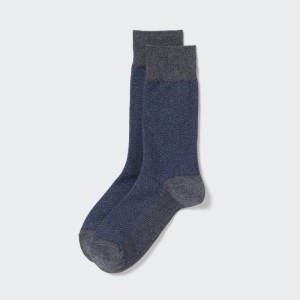 Dark Grey Men Uniqlo Herringbone Socks | USA JOUFG-0182