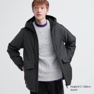 Dark Grey Men Uniqlo Hybrid Down (3d Cut) Parka | USA FYLXH-8679