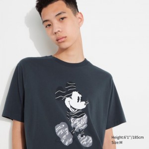 Dark Grey Men Uniqlo Mickey Stands Ut (Short-sleeve Graphic) T Shirts | USA SQDXY-5692