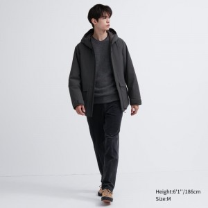 Dark Grey Men Uniqlo Smart Ankle (2-way Stretch Corduroy, Tall) Pants | USA HOLSE-8540