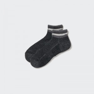 Dark Grey Men Uniqlo Soft Pile Short Socks | USA DBIOY-8906