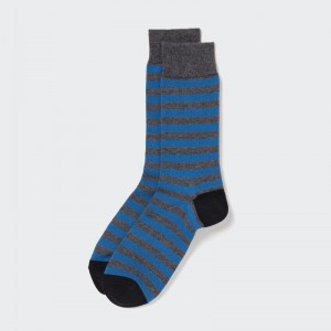 Dark Grey Men Uniqlo Striped Socks | USA YOUIQ-2537