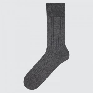 Dark Grey Men Uniqlo Supima® Cotton Wide-ribbed Socks | USA XWSPR-8625