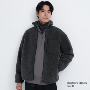 Dark Grey Men Uniqlo Windproof Outer Fleece Jackets | USA PLNJR-3156