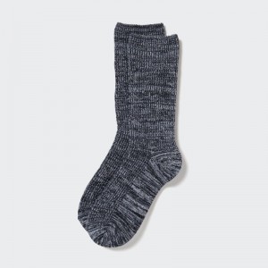 Dark Grey Women Uniqlo Heattech Loose Ribbed Socks | USA ENLHM-4703