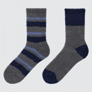 Dark Grey Women Uniqlo Heattech Soft Fluffy (2 Pairs) Socks | USA YNOWJ-1709