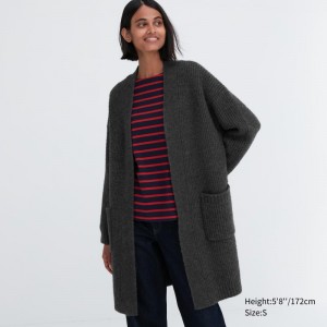 Dark Grey Women Uniqlo Knitted Long Coats | USA GXQEI-5169