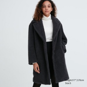 Dark Grey Women Uniqlo Pile-lined Fleece Tailored Coats | USA NRBLE-6358