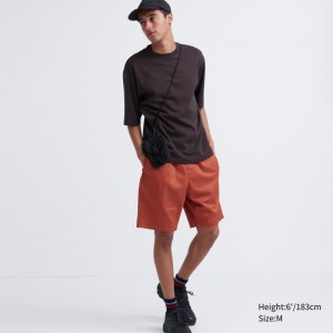 Dark Orange Men Uniqlo Dry Stretch Easy (8") Shorts | USA LXCER-8914