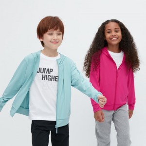 Green Kids Uniqlo Airism Mesh Uv Protection Full-zip Hoodie | USA EWLSY-8620