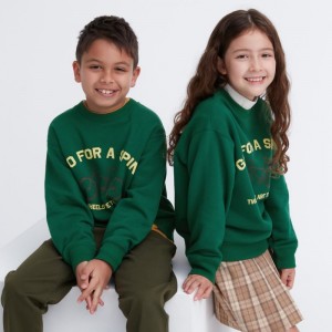 Green Kids Uniqlo Ultra Stretch Graphic Long-sleeve Sweatshirt | USA OIJZT-6231