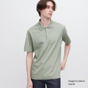 Green Men Uniqlo Airism Regular Collar Polo Shirts | USA AHZNF-2079