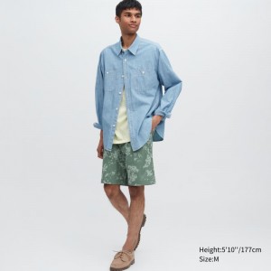 Green Men Uniqlo Dry Stretch Easy (Leaf) (8") Shorts | USA JCGAN-2348