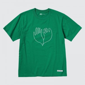 Green Men Uniqlo Peace For All (Short-sleeve Graphic) (Christophe Lemaire) T Shirts | USA JWXAS-7386