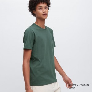 Green Men Uniqlo Supima® Cotton Crew Neck Short-sleeve T Shirts | USA HURYQ-8657