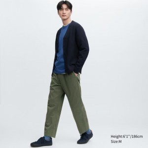 Green Women Uniqlo Cotton Relaxed Ankle Pants | USA BAEJM-1025