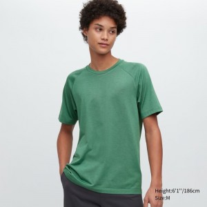 Green Women Uniqlo Dry-ex Crew Neck Short-sleeve T Shirts | USA SLOKT-8106