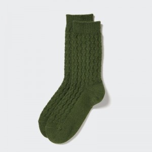 Green Women Uniqlo Heattech Cable Socks | USA SLBQD-4205