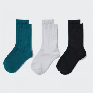 Green Women Uniqlo Ribbed (3 Pairs) Socks | USA YHJMU-6382