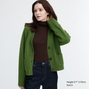 Green Women Uniqlo Souffle Yarn Short Cardigan | USA AYFWM-2970