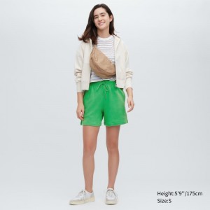 Green Women Uniqlo Sweat Shorts | USA EIFNC-2046